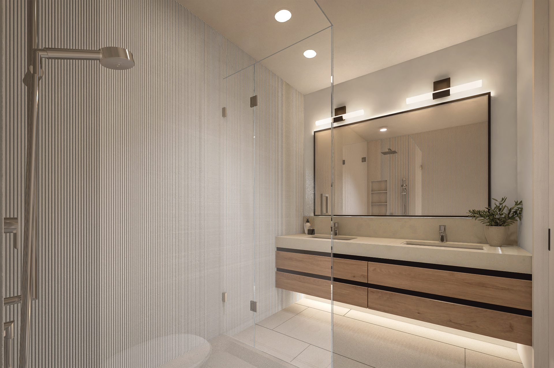 Units 7–10 — ensuite with double vanity